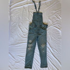 Distressed Denim Overalls